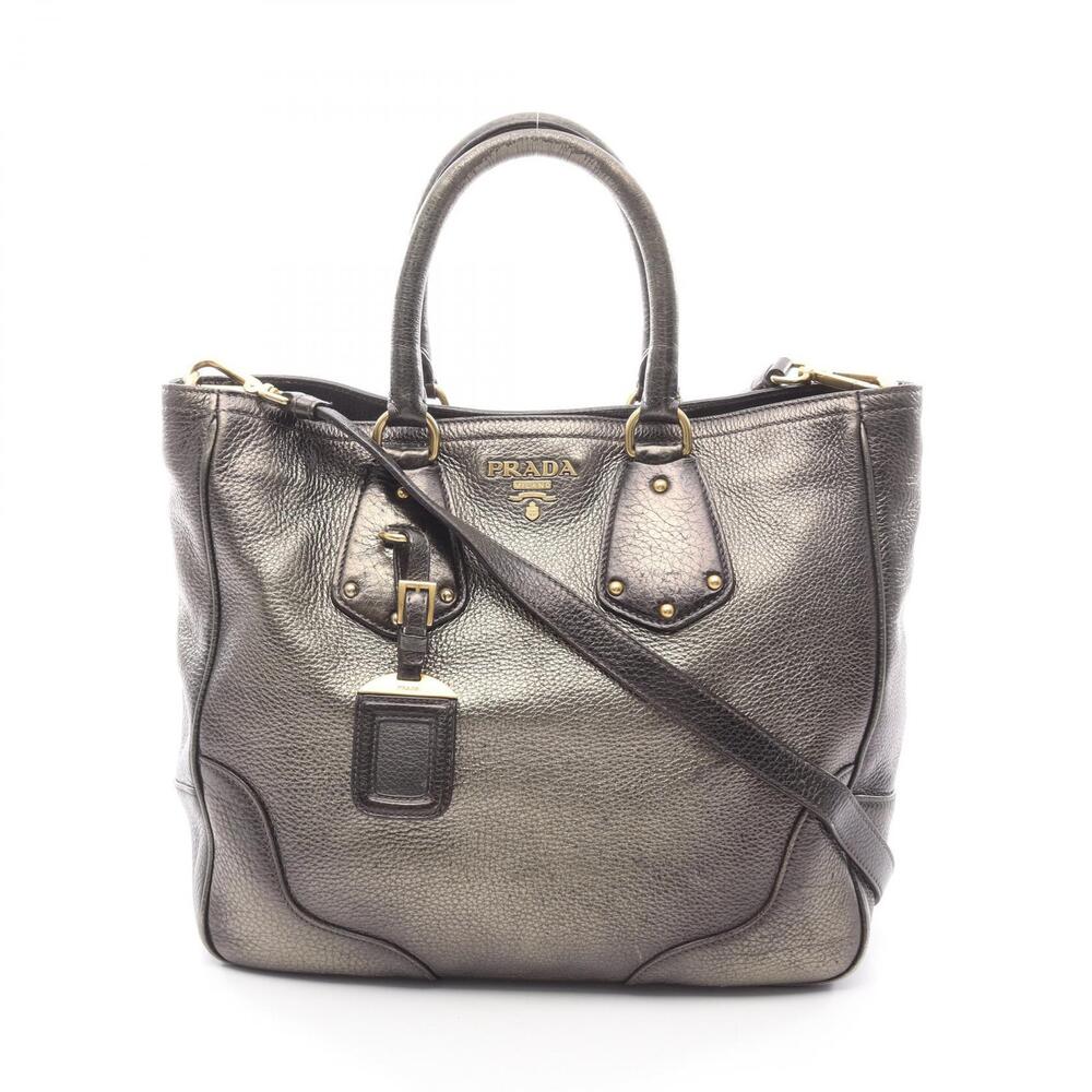 Prada Vitello Daino Antik Shopping Tote metallic bronze Brown